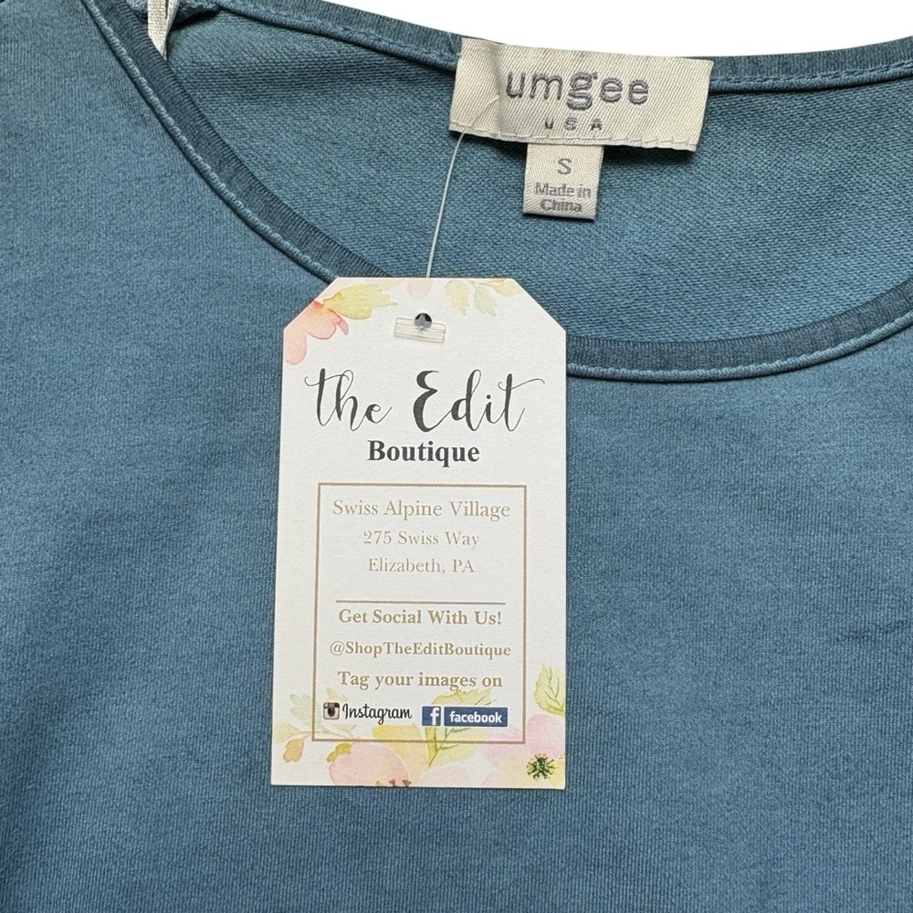 NEW Umgee Ruffle Sleeve Babydoll Shift Dress • Size S • Cotton Blend Washed Blue - Picture 9 of 10